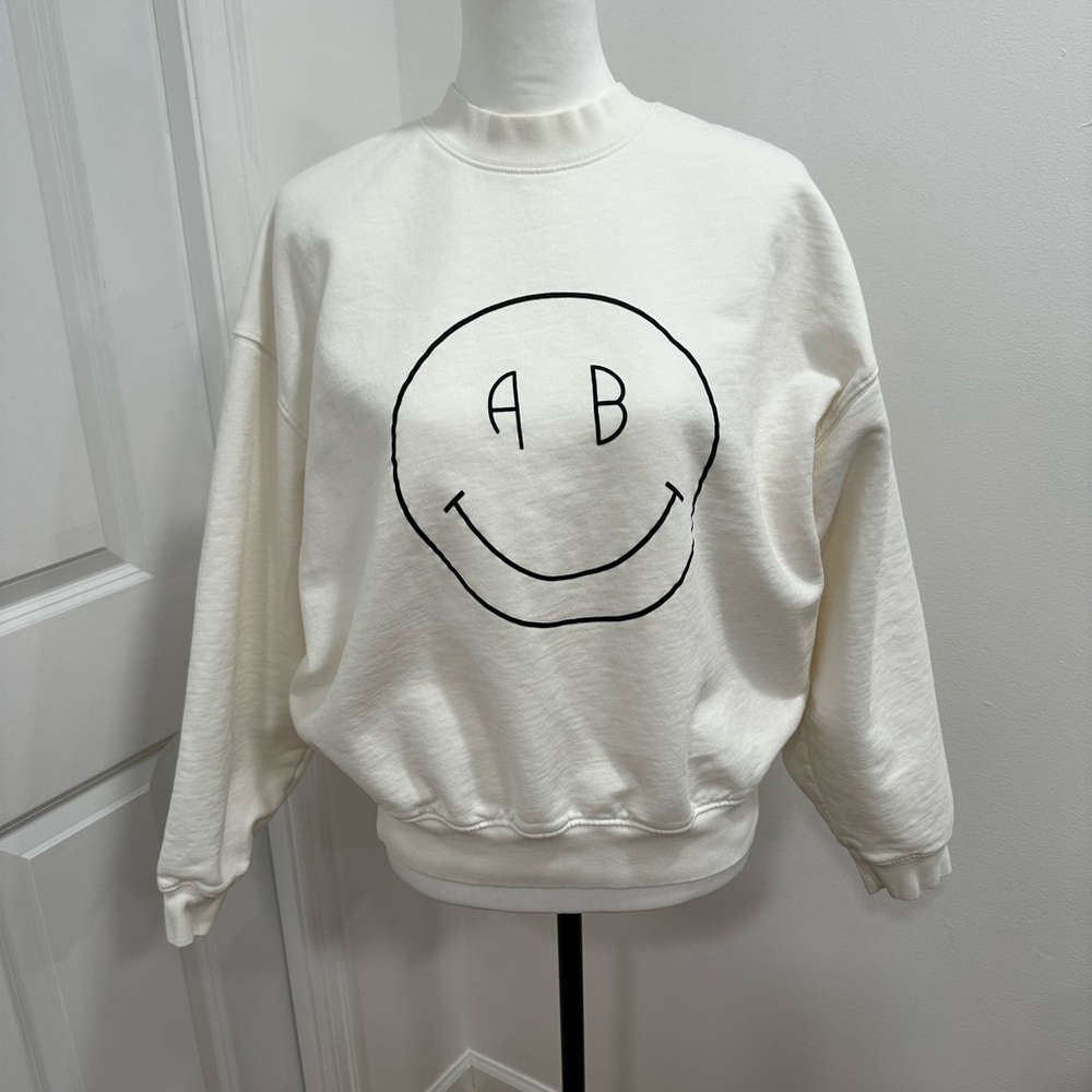 Anine Bing Cream Smiley Sweatshirt